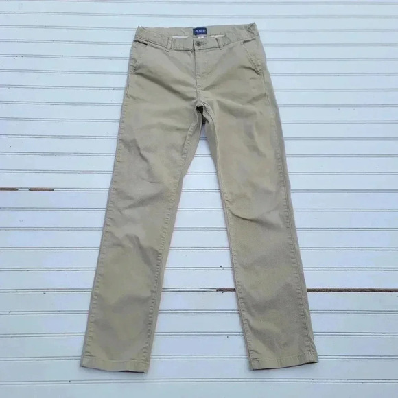 Place Boys Flat Front Beige Khaki Chino Pants Adjastable 29x27 Waist Sz 14 - Picture 1 of 10